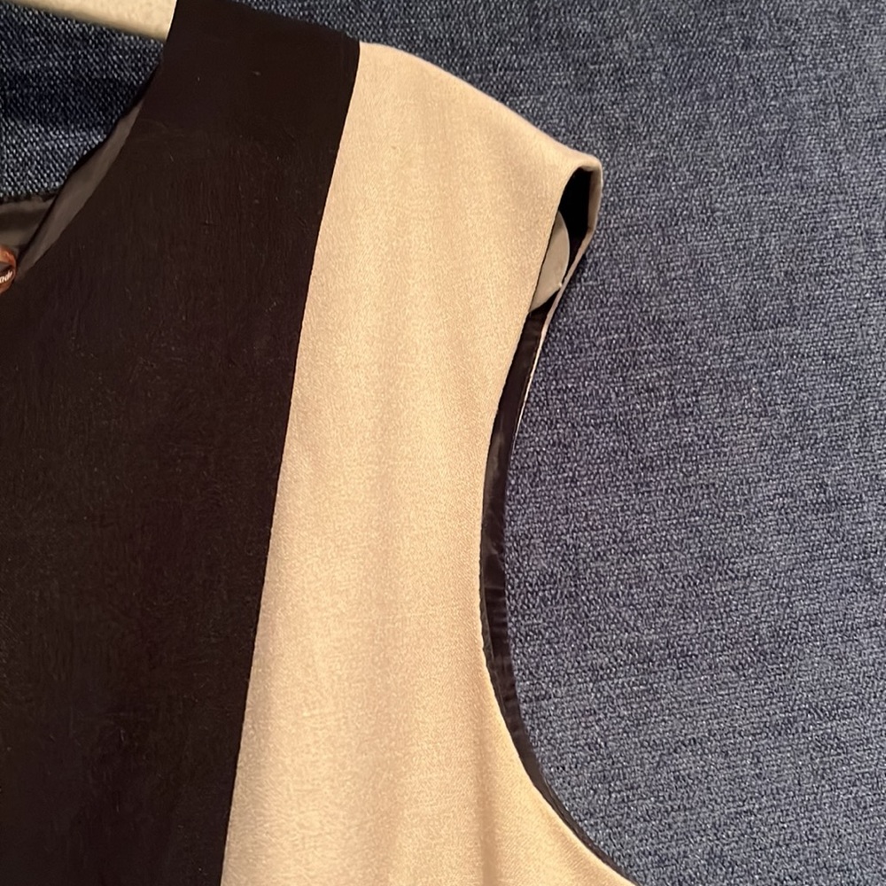 Calvin Klein Black and Cream Colorblock Midi Dress - Picture 2 of 5
